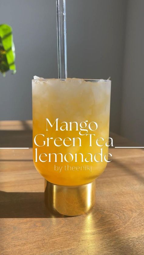 Mango Green Tea, Green Tea Lemonade, Iced Drinks Recipes, Tea Drink Recipes, Tea Lemonade, Drink Recipes Nonalcoholic, Mango Syrup, Refreshing Drinks Recipes, Mixed Drinks Recipes