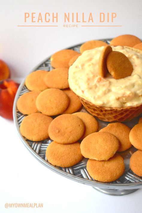 The Best Peach Nilla Dip! Dip For Nilla Wafers, Peach Dip, Peach Food, Peach Cheesecake, Pie Dip, Work Food, Nilla Wafers, Pretzel Dip, Sweet Dips