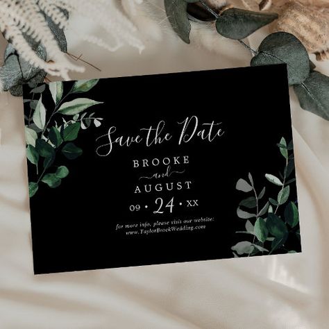 Deep Green And Black Wedding, Emerald Save The Date, Dark Green Black And White Wedding, Black And Green Wedding Invitations, Black And Green Wedding Aesthetic, Dark Green And Silver Wedding, Hunter Green And Black Wedding, Black And Green Wedding Cake, Emerald Green And Black Wedding Theme