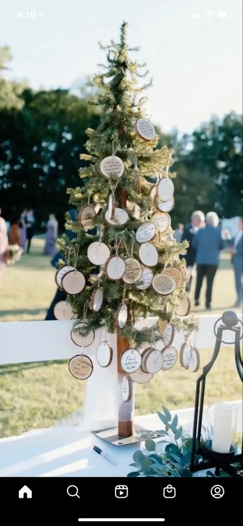 Wedding Entry Table, Wedding Guest Signing, Wedding Tree Guest Book, Outside Baby Showers, Winter Wedding Guests, Guest Book Table, Wedding Ornament, Tree Wedding, Wedding Book