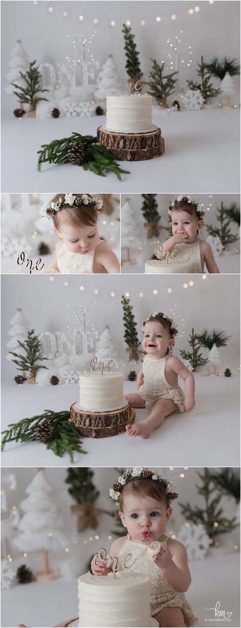 First Birthday Girl Photoshooting Winter, Winter Onederland Photoshoot, Winter 1st Birthday Photo Shoot, Winter First Birthday Photoshoot, Winter Onederland Cake Smash, Onederland Cake Smash, Winter Baby Birthday, Onederland Cake, Winter Onederland Cake