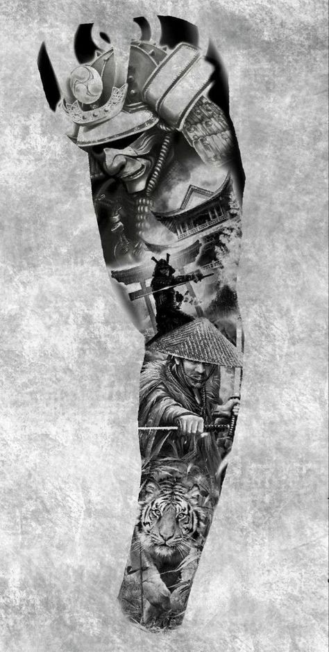 Sketch Unique, Japanese Warrior Tattoo, Samurai Tattoo Sleeve, Samurai Warrior Tattoo, Japanese Culture Art, Tiger Tattoo Sleeve, Egyptian Tattoo Sleeve, Japanese Art Samurai, Samurai Tattoo Design