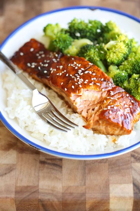 Quick and Easy Salmon Recipes - Thrillist Broccoli Bowls, Grilled Teriyaki Salmon, Teriyaki Bowls, Teriyaki Glazed Salmon, Baked Teriyaki Salmon, Salmon Teriyaki Recipe, Teriyaki Chicken And Rice, Salmon And Broccoli, Teriyaki Bowl