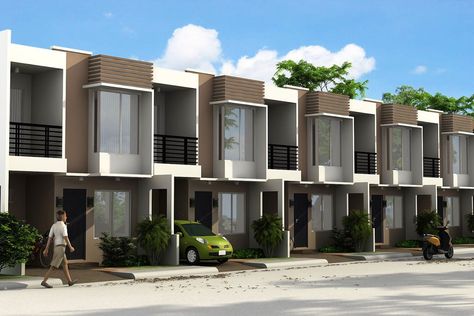 Small Row House Design, Apartment Exterior Design, Small House Design Philippines, Row House Design, House Plans Australia, Two Storey House Plans, Glass House Design, Townhouse Exterior, Apartments Exterior