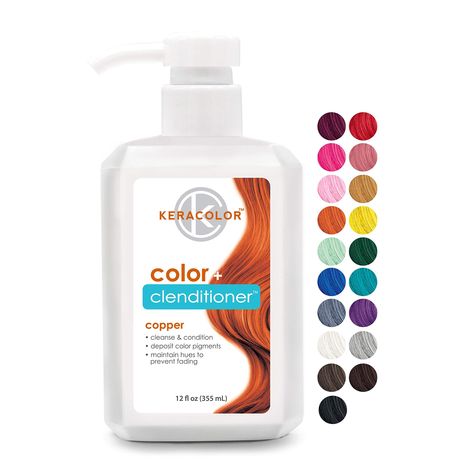 Keracolor Clenditioner Hair Dye (19 Colors) Semi Permanent Hair Color Depositing Conditioner Copper Color Hair, Keracolor Clenditioner, Copper Hair Dye, Color Depositing Conditioner, Hair Glaze, Color Depositing Shampoo, Box Dye, Semi Permanent Hair Dye, Hairstyles Art