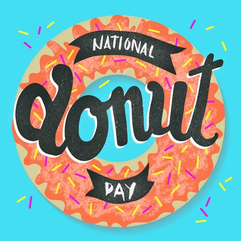 National Donut Day 2024, Happy National Donut Day, Donut Design Graphics, Donut Motivation Quotes, Doughnut Quote, Donut Day, National Donut Day, Illustrator Inspiration, Day Illustration