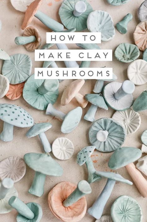 Mushroom Things, Ceramic Mushrooms, Clay Mushrooms, Crafts Clay, Ornaments Making, Diy Keramik, Making Clay, Craft Clay, Mushroom Crafts