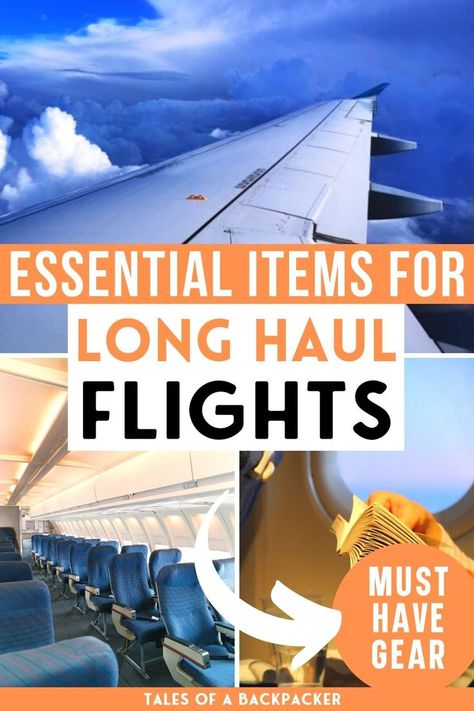 Long Haul Flight Tips: Don't miss these essential tips for flying long haul, with some very useful gear to make the whole experience a little bit easier! These are my long-haul flight essentials, together with my top travel tips for what to pack for long flights, things to do on a long flight and general tips for how to survive long flights in economy or any flight class! #traveltips #travelgear Long Haul Flight Tips, Long Haul Flight Essentials, Surviving Long Flights, Long Flight Tips, Tips For Flying, Flight Tips, International Travel Essentials, Packing Essentials List, Flight Essentials