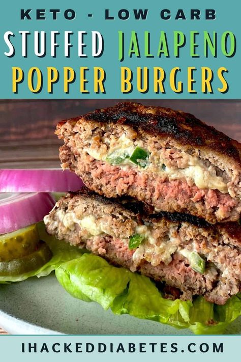 Craving a juicy burger with a spicy twist? Try our Low Carb Jalapeno Popper Burgers recipe! Made with ground beef, cream cheese, and jalapeno peppers, this recipe is perfect for anyone who loves bold flavors and wants to keep their carbs low. It's easy to make and perfect for a quick lunch or dinner. Pin it now and enjoy the mouth-watering taste of this amazing recipe! Jalepeno Burgers, Jalapeno Burgers, Jalapeno Burger, Keto Burger, Poppers Recipe, Low Carb Low Fat Recipes, Baking Powder Uses, No Carb Recipes, Jalapeno Popper