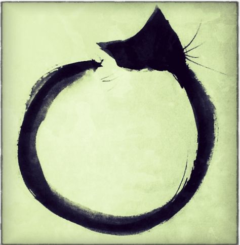 sumi e | Tumblr Cat Tats, Artemis Dreaming, Japanese Haiku, Cat Paintings, Cat Tat, A Black Cat, Art Japonais, Great Tattoos, Arte Animal