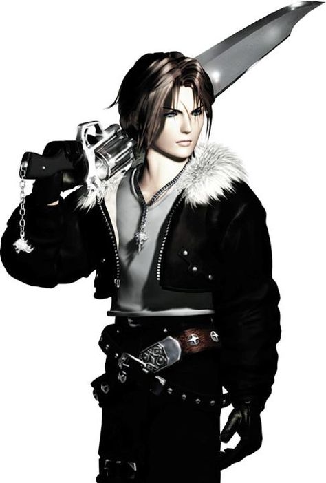 Squall from FFVIII. Final Fantasy Squall, Squall Leonhart, Jeans And Combat Boots, Final Fantasy Collection, Distressed Leather Jacket, White Leather Jacket, Happy Birthday My Love, Leather Factory, Vintage Clothing Stores