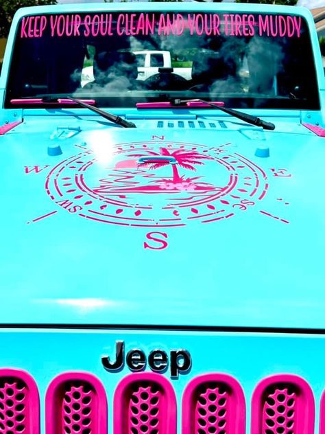 Jeep Themes Ideas, Jeep Wrangler Themes, Jeep Paint Jobs, Turquoise Jeep Wrangler, Jeep Themes, Jeep Life Decal, Green Jeep Wrangler, Jeep Wrangler Girl, Jeep Jku