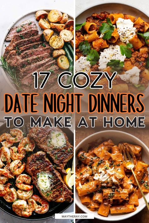 Looking for the perfect date night dinner ideas? Whether you're wondering what to cook for your boyfriend or planning a romantic night in, these easy and delicious recipes will make the evening unforgettable. From classic steak and seafood to comforting pasta dishes, find inspiration for every kind of cozy meal together. Couples Dinner Recipes, Healthy Ish Dinner, Easy Fancy Dinner Recipes, Saturday Dinner Ideas, Saturday Meals, Romantic Meals For Two, Steak Dinners For Two, Boyfriend Dinner, Easy Romantic Dinner