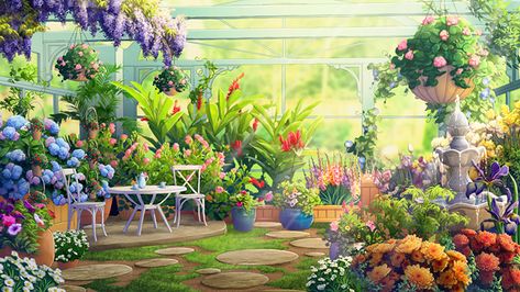 Medusa's Garden by tamiart on DeviantArt Anime Flower, Episode Interactive Backgrounds, Anime Places, Desktop Wallpaper Art, Scenery Background, Anime Backgrounds Wallpapers, Greenhouse Gardening, Fantasy City, Fantasy Places