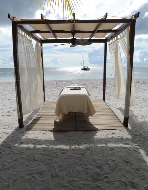 Reach ultimate tranquility and relaxation whilst indulging in a massage on the beach at Buccament Bay in the Carribean Beach Massage Room Ideas, Massage On The Beach, Beach Massage, Massage Room Design, Massage Room Decor, Massage Therapy Rooms, The Carribean, Beach Spa, Spa Life