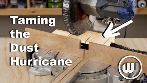 Miter Saw Dust Collection, Mitre Saw Dust Collection, Small Woodworking Shop Ideas, Sliding Mitre Saw, Saw Dust, Mitre Saw, Compound Mitre Saw, Small Workspace, Radial Arm Saw