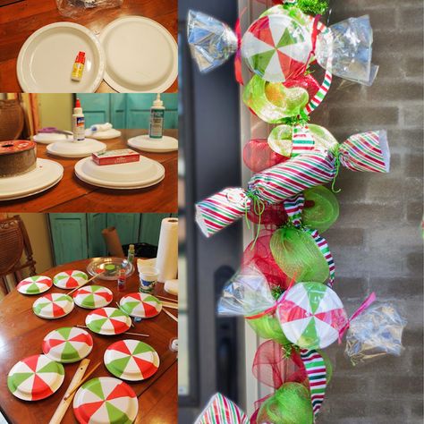 DIY Christmas Candy Mint Garland - Homemade crafts and a neat idea to decorate for the holidays or a party. Christmas Cubicle, Candy Garland, Diy Christmas Candy, Whoville Christmas, Outside Christmas Decorations, Grinch Christmas Decorations, Gingerbread Christmas Decor, Christmas Float, Christmas Yard Decorations