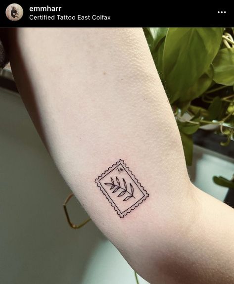 Clothes On A Line Tattoo, Postal Tattoo Ideas, Post Stamp Tattoo Small, Simple Stamp Tattoo, Floral Stamp Tattoo, Tattoo Timbre, Stamp Tattoos For Women, Small Stamp Tattoo, Mail Stamp Tattoo