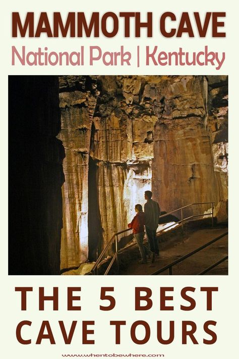 The 5 BEST CAVE TOURS for Mammoth Cave National Park – Kentucky! Plus: Season guide (summer, fall, winter, spring), lodging and camping tips, weather details. How to avoid the crowds in June, July, August! Tips for families and kids. [with advertisements] #mammothcave #kentucky Mammoth Cave Kentucky, Kentucky Attractions, Kentucky Vacation, Mammoth Cave National Park, Kentucky Bourbon Trail, Kentucky Travel, Camping Vacation, Mammoth Cave, Cave Tours