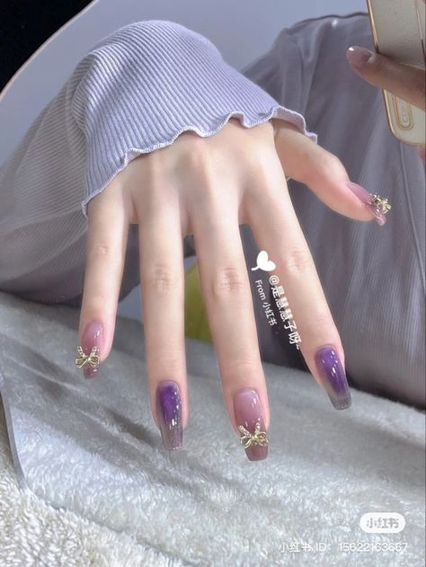 Purple Blush Nails, Asian Nails, Blush Nails, Pretty Gel Nails, Really Cute Nails, Soft Nails, Kawaii Nails, Luxury Nails, Elegant Nails