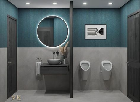 W A L L P A P E R 🐙🐬 Those wallpaper designs are perfect for a modern toilet. They bring color to a casual office restroom. Casamance Blossom Collection #interiordesign #custominterior #3drendering #service #toiletsinterior #bathroom Hospital Toilet Interior Design, Office Toilets Interior, Office Toilet Design Modern, Small Commercial Bathroom, Small Office Bathroom, Office Toilet Design, Gym Bathrooms, Toilet Design Ideas, Toilet Tiles Design