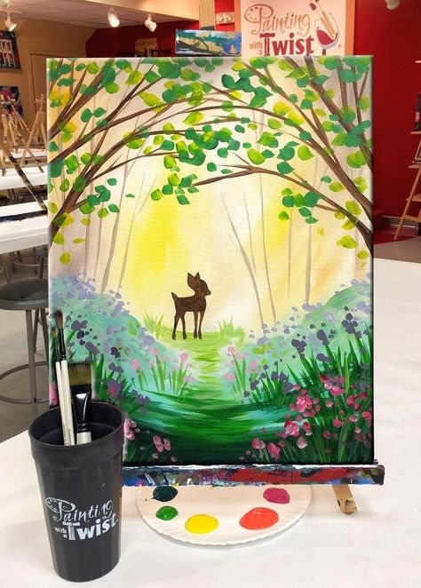 Bambi Painting, Acrylic Canvas Painting Ideas, Normal Painting, Disney Painting, Nice Painting, Diy Canvas Art Easy, Canvas Painting Ideas For Beginners, Acrylic Canvas Painting, Disney Paintings