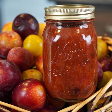 Plum Chutney Recipe Canning, Plum Chutney Recipe, Plum Chutney Recipes, Canning Plums, Plum Chutney, Christmas Ham, Relish Recipes, Chutney Recipe, Chutney Recipes