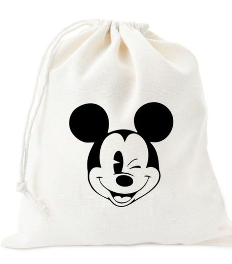 Now that you've seen all our fantastic Mickey Mouse party favors you are going to need a Mickey Mouse party favor bag to put them all in. This drawstring bag with a winking Mickey is so cute and perfect for all those Mickey Mouse goodies! See more party ideas and share yours at CatchMyParty.com Mickey Mouse Favors Ideas, Mickey Party Favors, Disney Party Favors, Mickey Favors, Party Favors Mickey Mouse, Minnie Mouse Party Favors, Disney Goodie Bags, Mickey Mouse Candy Bags, Mickey Mouse Gift Bags Diy Party Favors