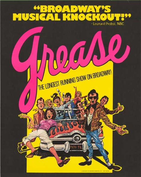 Grease On Broadway 1972 Cast | ... Television (TV) Posters Broadway Posters Pulp Posters Vintage Covers Musical Posters Broadway Vintage, Broadway Posters Vintage, Vintage Broadway Posters, Grease Artwork, Musical Posters Broadway, Grease Broadway, Broadway Poster, 1970s Movies, Grease Is The Word