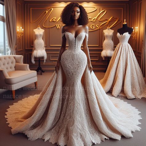 Nanice Weddings | Wedding dresses in Accra | 🥰Swipe, Save and Place your orders (+233243622172) ! Wishing you a fantastic May ahead 🩷🥳💜 💙Orders take 2-4 months to get tailored… | Instagram Hanifa Bridal, Luxury Ethereal Fitted Wedding Dress, Ethereal White Luxury Wedding Dress, Minna Fashion Wedding Dress, Ethereal Wedding Dress Goddesses, Luxury Shimmer Wedding Gown, Elegant Wedding Dress Ballgown, Glam Wedding Dress, Stylish Wedding Dresses