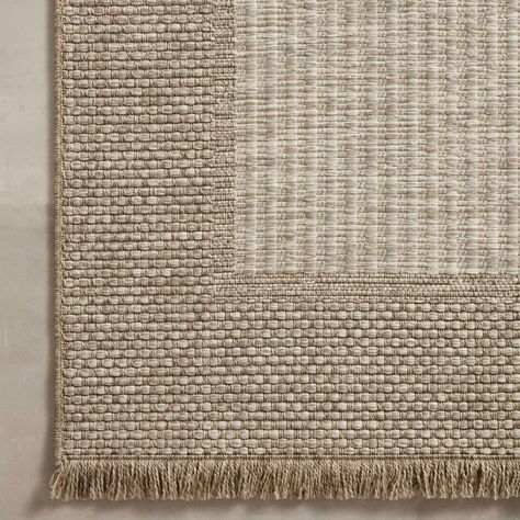 Made for sunny days ahead, the Dawn collection is an indoor/outdoor rug that looks like a woven sisal rug but is power-loomed of 100% polypropylene, which makes it water- and mildew-resistant (so it's ready for rainy days ahead, too). Available in modern graphic patterns in tonal beige neutrals, Dawn has a short edge fringe that adds a playful and elevated feel to a rug that can handle a lot of foot (or paw) traffic whether outside on a patio or in a busy mudroom. Rinse off with a hose when need Natural Area Rugs, Artisan Rugs, Loloi Rugs, Rug Direct, Indoor Outdoor Rug, Sisal Rug, Neutral Rugs, Nebraska Furniture Mart, Accent Rugs