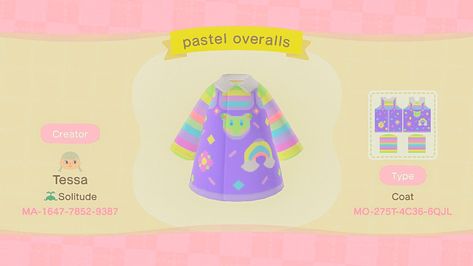 Kidcore Island, Kawaii Island, Acnh Outfits, Rainbow Island, Pastel Kidcore, Ac Codes, Nintendo Switch Animal Crossing, Acnh Patterns, Overall Design