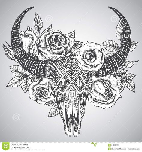 Longhorn Tattoo, Tattoo Crane, Cow Skull Tattoos, Desert Skull, Western Canvas, Bull Skull Tattoos, Illustration Rose, Skull With Horns, Longhorn Skull