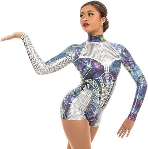 Amazon.com: Alexandra Collection Womens Galaxy Princess Metallic Performance Dance Costume Biketard Intercosmic : Clothing, Shoes & Jewelry Galaxy Princess, Futuristic Outfits, Pregnant Halloween Costumes, Green Stockings, Princess Dance, Alien Costume, Long Sleeve Leotard, Music Festival Outfits, Dance Performance