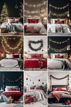 Red And White Christmas Bedroom Ideas, Romantic Christmas Bedroom, Christmas Master Room, Christmas Bedroom Decorations, Festive Bedding, Christmas Bedroom Decor Ideas, Holiday Bedroom Decor, Xmas Vibes, Christmas Bedroom Decor