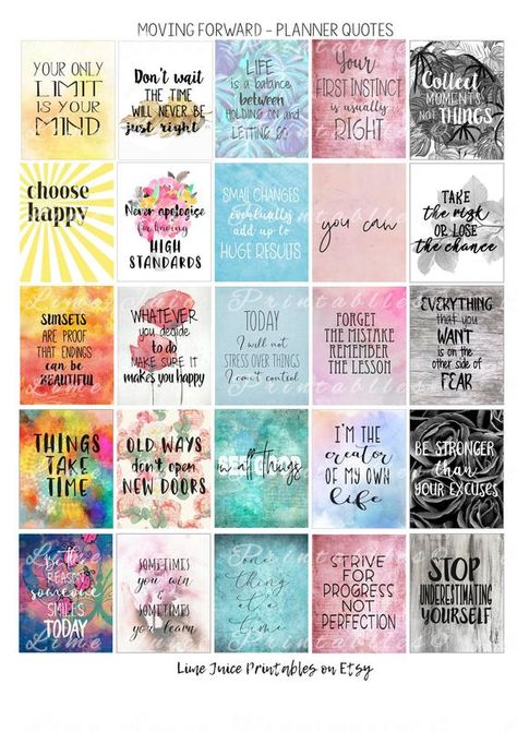 25 motivating planner quotes, in pdf format, for planners, scrapbooking, project life. 25 motivational/inspirational quotes, in pdf format to download immediately. Simply print, cut and use to brighten up your planners, journals, BUJO, scrapbooking, project life. These 25 PRINTABLE planner stickers Life Quotes Inspirational, Quotes Inspirational Motivational, Planner Quotes, Now Quotes, Arte Doodle, Scrapbook Quotes, Inspirational Motivational Quotes, Classic Happy Planner, Way To Success