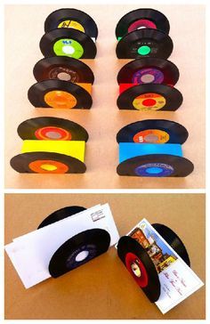 Vinyl Record Projects, Record Diy, Vinyl Records Diy, Vinyl Record Crafts, Desk File, Record Crafts, Old Vinyl Records, Vinyl Record Art, Record Art