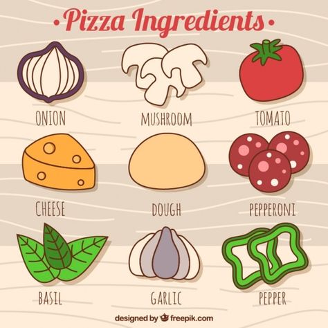 Ingredientes dibujados a mano para hacer... | Free Vector #Freepik #freevector #ingredientes-pizza #pizza-italiana #pizza #pizza-dibujo Pizza Flyer, Pizza Cartoon, Make A Pizza, Seafood Pizza, Pizza Vector, Pizza Poster, Piece Of Pizza, Childhood Art, Pizza Menu