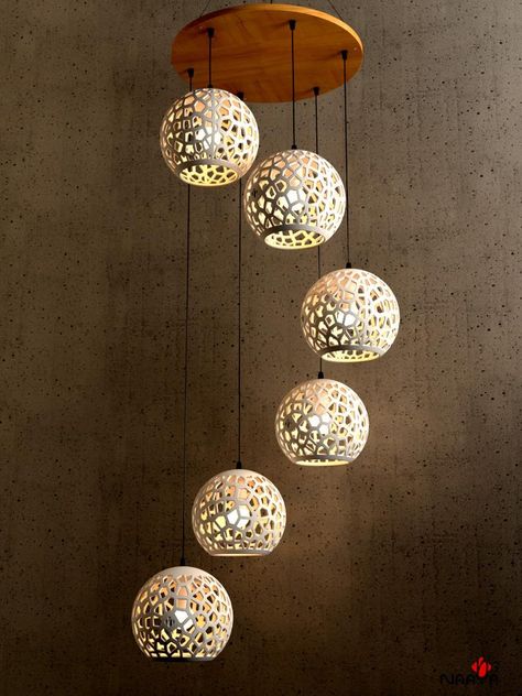 Stairwell Chandelier, Plug In Chandelier, Pottery Lighting, Wooden Canopy, Plug In Pendant Light, Modern Lighting Chandeliers, Small Pendant Lights, Minimalist Lighting, Metal Canopy