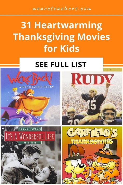 This list of Thanksgiving movies for kids and adults includes many titles that are perfect for the classroom or family gatherings. Thanksgiving Movies For Kids, Best Thanksgiving Movies, Thanksgiving Movie, Thanksgiving Movies, Kid Friendly Thanksgiving, Halloween Stem Activities, Kindergarten Thanksgiving, Movies For Kids, Thanksgiving Toddler