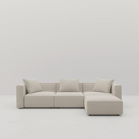 Amazon.com: Acanva Luxury Modular Sectional Living Room Sofa Set, Modern Minimalist Style Couch with Ottoman and Chaise, L-Shape, Linen-Like Cream : Home & Kitchen Modern L Couch, Minimal Couch, Modular Sectional Living Room, Sofa Set Modern, Sofa L Shape, Simple Couch, Sofa Simple, L Sofa, Sectional Living Room