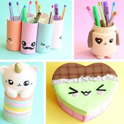 Are you looking for a super fun, super cute ( kawaii ) DIY craft project ? Try one of these! With upcycling a few simple household material ( such as mason jars, toilet paper tubes, shoe boxes etc ) you can create an ultra kawaii and useful ( kids ) room decor in minutes! In this nice step-by-step video tutorial you can learn how to make an adorable ultra kawaii trash can from a shoe box , a puppy/dog pencil holder from a mason jar, a stationary organizer from toilet paper tubes , and unicorn Diy Crafts For Your Room, Recycling Ideas, Kawaii Crafts, Kawaii School Supplies, Kawaii Diy, Diy Jar Crafts, Diy School Supplies, Craft Tutorial, Upcycled Crafts