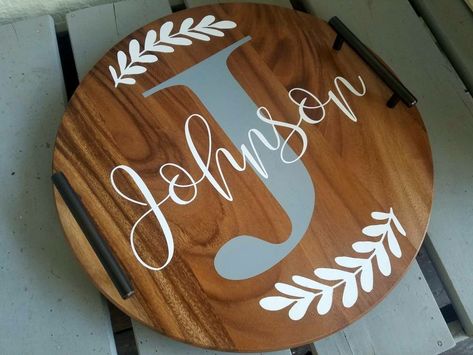 Lazy Susan Gift Ideas, Table Lazy Susan Ideas, Cricut Tray Ideas, Lazy Susan Painting Ideas, Lazy Susan Cricut, Lazy Susan Design Ideas, Lazy Susan Decorating Ideas On Table, Lazy Susan Ideas, Personalized Lazy Susan