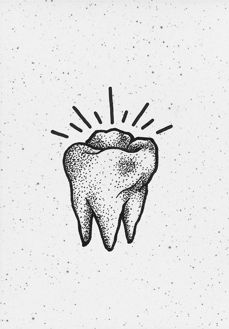 Photo                                                                                                                                                                                 More Teeth Illustration, Tooth Tattoo, Teeth Drawing, Line Art Tattoo, Kedokteran Gigi, Teeth Art, Kunst Tattoos, Handpoke Tattoo, Dental Art