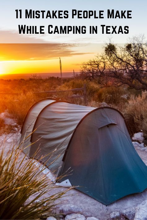 When camping in Texas, there are several mistakes you could make. Camping in the second-largest U.S. state can be incredible, but you want to be safe and get the most out of your camping experience. A Texas-size mistake can quickly derail your trip and have you packing up to head home. 11 Mistakes People Make While Camping in Texas Texas Camping, Best Tent, Texas Travel Guide, Camping In Texas, Weekend Camping, Road Trip Camping, Visit Texas, North America Travel Destinations, Usa Travel Guide