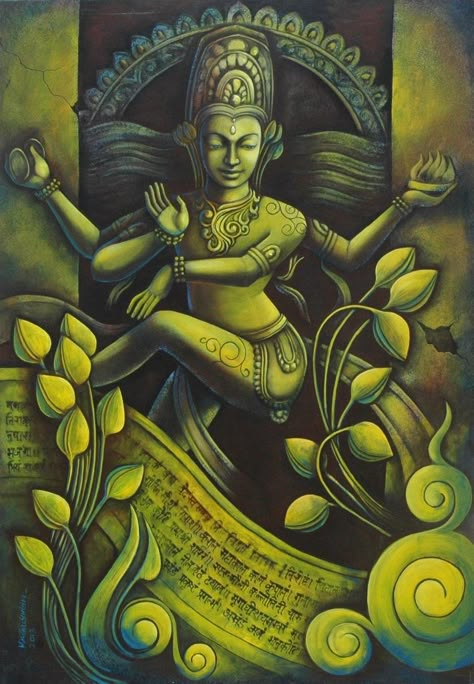 Natraj Painting Art, Natraj Painting, Nataraja Painting, Hindu Cosmos, Buddha Painting Canvas, Arte Yoga, Durga Painting, Kerala Mural Painting, Buddha Art Painting