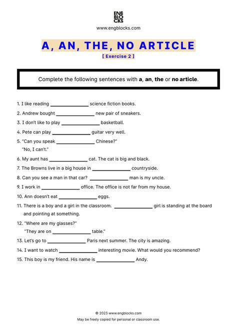 #article #articleworksheet #english #englishgrammar #esl #eslworksheet #engblocks #eslwebsite Articles Worksheet With Answers, A An The Articles Worksheets, A An The Worksheet, A An Worksheet, Articles Grammar, Article Grammar, Articles Worksheet, Articles Activities, English Skills