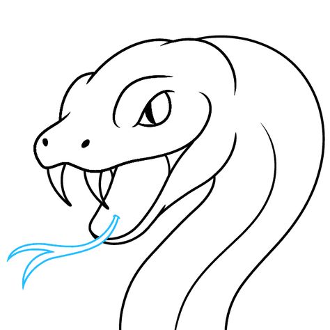 Snake Drawing Simple Step By Step, Snake Drawing Simple, Easy Snake Drawing, Snake Line Art, Snake Doodle, Snake Cartoon, Snake Face, Snake Sketch, Kinds Of Snakes