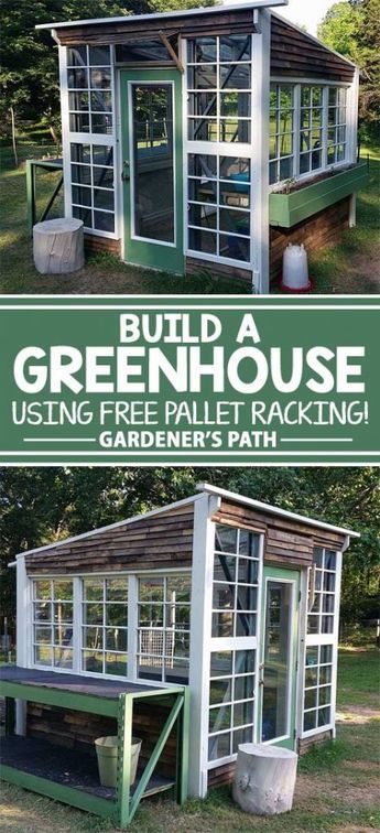 Pallet Greenhouse, Serre Diy, Window Greenhouse, Recycled Window, Farming Life, Pallet Racking, Build A Greenhouse, Home Greenhouse, Fruit Stand