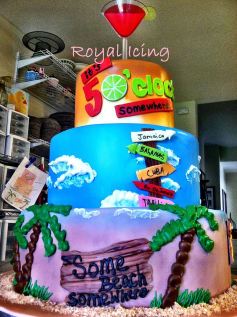 It's 5 o'clock somewhere cake Margaritaville Cake Ideas, Jimmy Buffet Cake Ideas, 5 Oclock Somewhere Party, Jimmy Buffett Birthday Cake, Beach Retirement Cake, 40 Fest, It's 5 O'clock Somewhere, It's 5 O'clock Somewhere Sign, It’s Five O’clock Somewhere